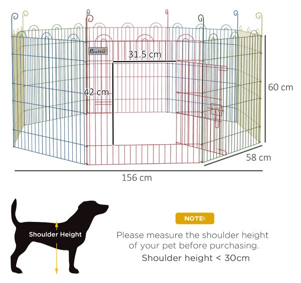 PawHut Pet Playpen Crate, with Eight Panels, Door, for Indoors and Outdoors, 60H x Φ156cm Aosom UK