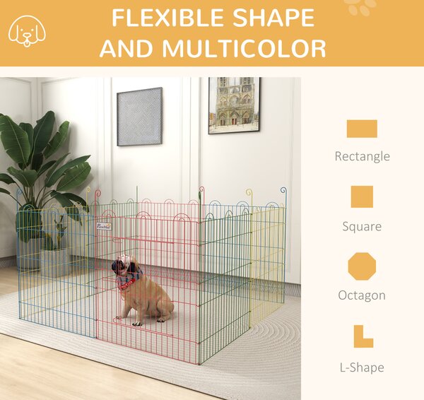 PawHut Pet Playpen Crate, with Eight Panels, Door, for Indoors and Outdoors, 60H x Φ156cm Aosom UK