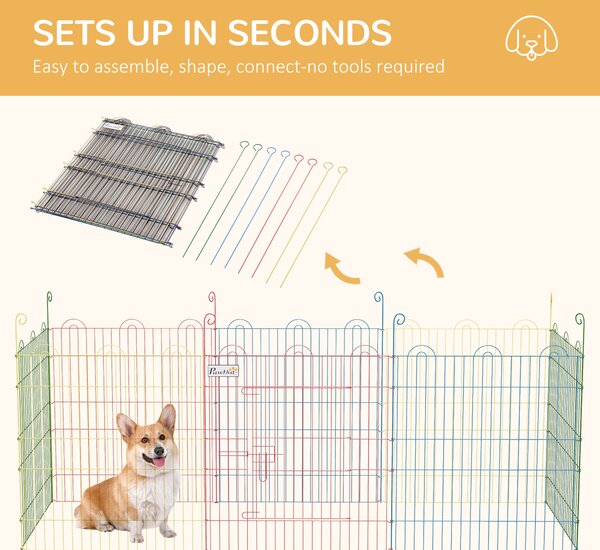 PawHut Pet Playpen Crate, with Eight Panels, Door, for Indoors and Outdoors, 60H x Φ156cm Aosom UK