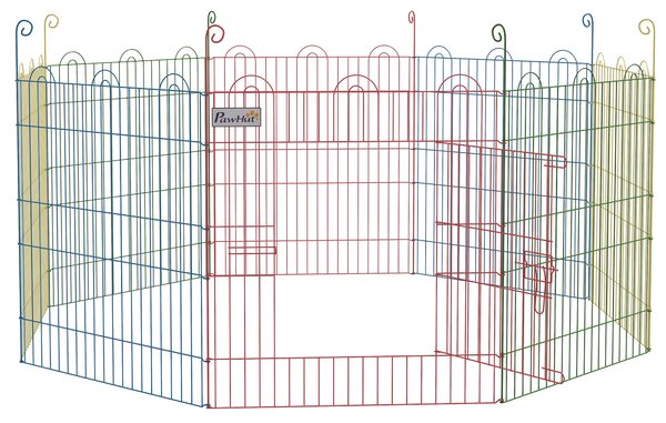PawHut Pet Playpen Crate, with Eight Panels, Door, for Indoors and Outdoors, 60H x Φ156cm Aosom UK