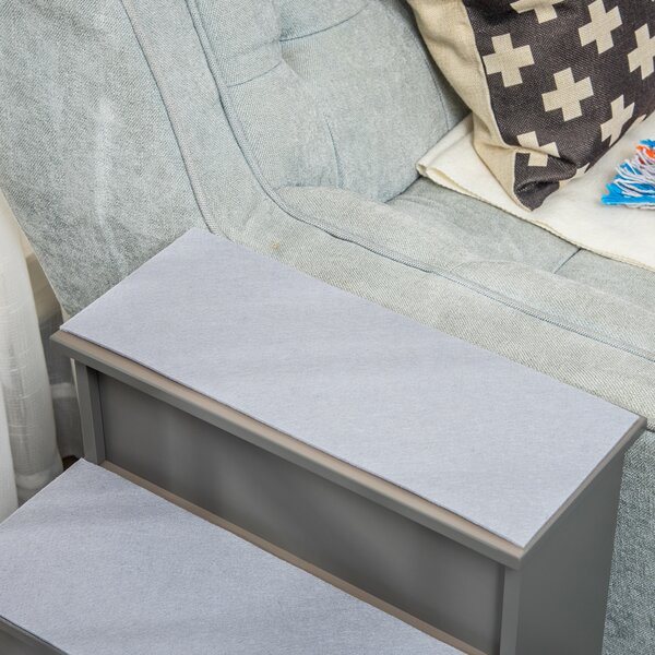 PawHut Cushioned Pet Stairs, 4 Step Wooden Ramp for Dogs, Cats, Non-Slip Carpet, Grey, 40 x 59 x 54.2 cm Aosom UK