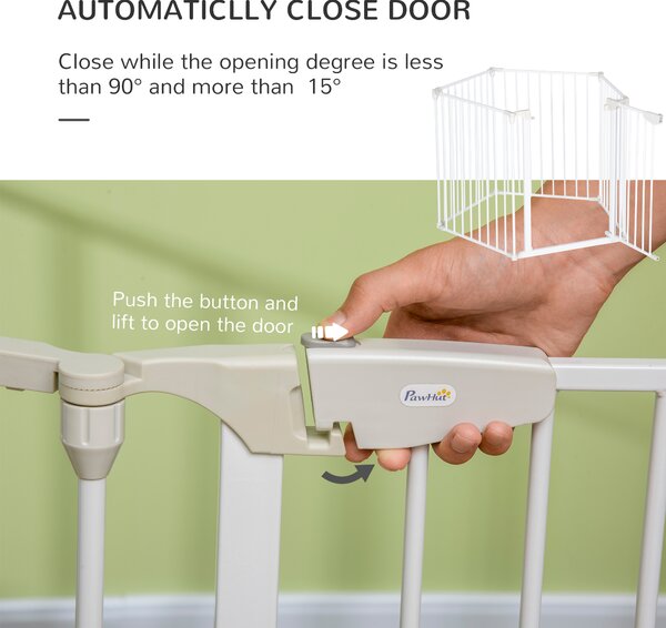 PawHut Pet Safety Gate, 5-Panel Metal Playpen, Fireplace, Christmas Tree Fence, Stair Barrier, Room Divider, Door, Lock Aosom UK