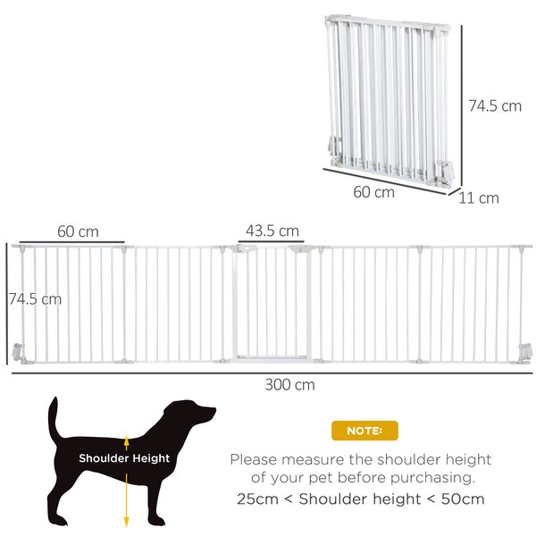 PawHut Pet Safety Gate, 5-Panel Metal Playpen, Fireplace, Christmas Tree Fence, Stair Barrier, Room Divider, Door, Lock Aosom UK
