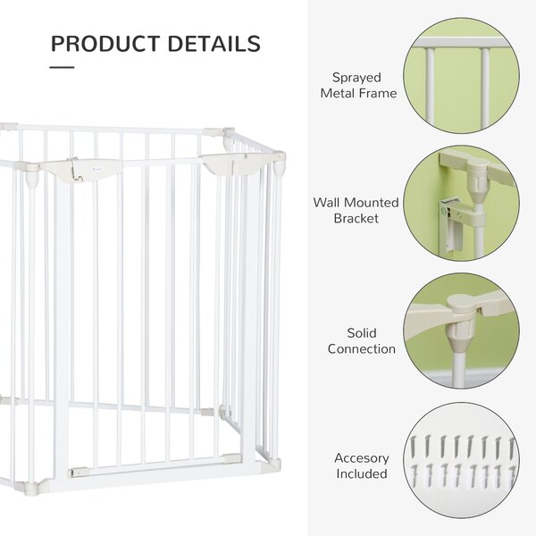 PawHut Pet Safety Gate, 5-Panel Metal Playpen, Fireplace, Christmas Tree Fence, Stair Barrier, Room Divider, Door, Lock Aosom UK