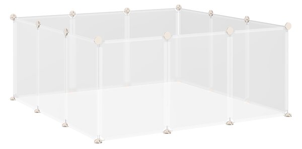 PawHut Pet Playpen DIY Small Guinea Pigs Hutches Open Enclosure Portable Plastic Fence 12 Panels for Kitten Bunny Chinchilla White Aosom UK