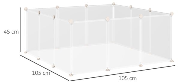 PawHut Pet Playpen DIY Small Guinea Pigs Hutches Open Enclosure Portable Plastic Fence 12 Panels for Kitten Bunny Chinchilla White Aosom UK