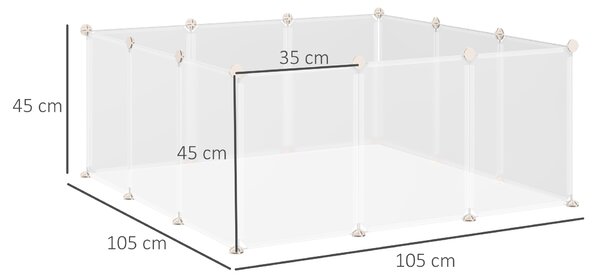 PawHut Portable Pet Playpen DIY Enclosure, 12 Panel Plastic Fence for Bunny, Guinea Pig, Hedgehog, Chinchilla, White Aosom UK