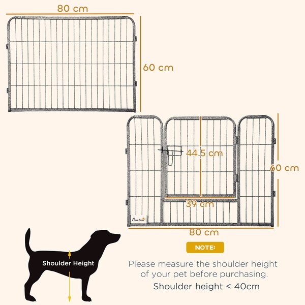 PawHut Heavy Duty Dog Pen with 2 Doors, 16 Panels Dog Playpen, Portable Puppy Pen for Indoors, Outdoors, 60H cm Aosom UK