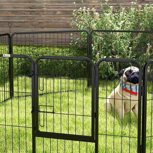 PawHut Heavy-Duty Dog Playpen, 8 Panel Steel Pet Exercise Pen, Foldable and Portable, Black