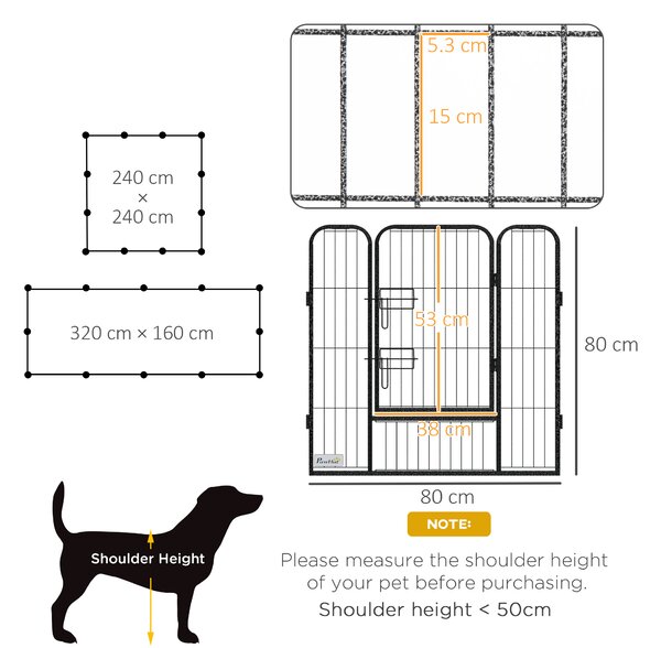 PawHut Heavy Duty 12 Panel Puppy Playpen, Versatile Pet Exercise Pen for Small/Medium Dogs, Indoor/Outdoor Use Aosom UK