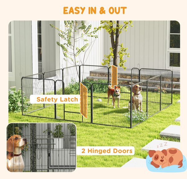 PawHut Heavy Duty 12 Panel Puppy Playpen, Versatile Pet Exercise Pen for Small/Medium Dogs, Indoor/Outdoor Use Aosom UK