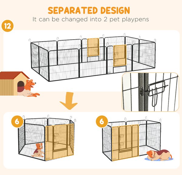 PawHut Heavy Duty 12 Panel Puppy Playpen, Versatile Pet Exercise Pen for Small/Medium Dogs, Indoor/Outdoor Use Aosom UK