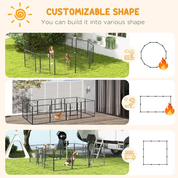 PawHut Heavy Duty 12 Panel Puppy Playpen, Versatile Pet Exercise Pen for Small/Medium Dogs, Indoor/Outdoor Use Aosom UK