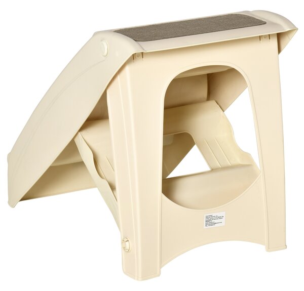 PawHut Dog StairsSteps 4 Step PP Comfort Pet Ladder, Foldable, Portable, Anti-Slipping, Beige Aosom UK