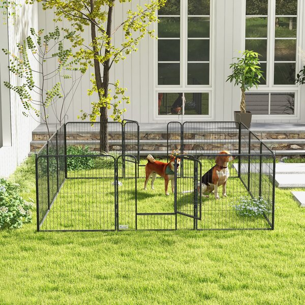 PawHut Heavy Duty 12 Panel Puppy Playpen, Versatile Pet Exercise Pen for Small/Medium Dogs, Indoor/Outdoor Use Aosom UK