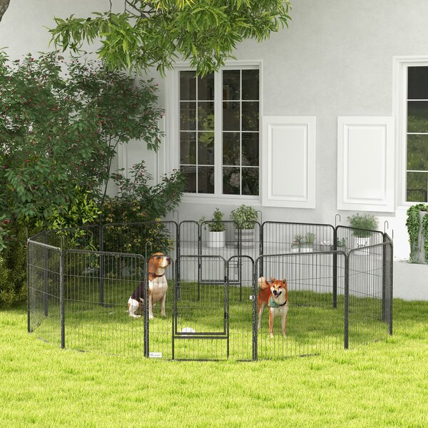 PawHut Heavy Duty 12 Panel Puppy Playpen, Versatile Pet Exercise Pen for Small/Medium Dogs, Indoor/Outdoor Use Aosom UK