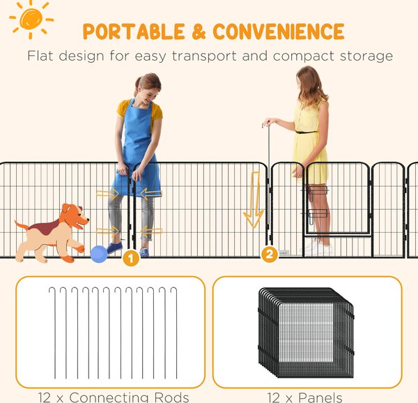 PawHut Heavy Duty 12 Panel Puppy Playpen, Versatile Pet Exercise Pen for Small/Medium Dogs, Indoor/Outdoor Use Aosom UK