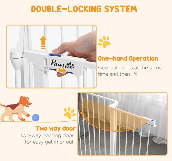 PawHut Foldable Metal Dog Playpen, Rabbit Run Pet Crate Fence with Door, Indoor and Outdoor Use, 90H x 123L x 102W cm, White Aosom UK