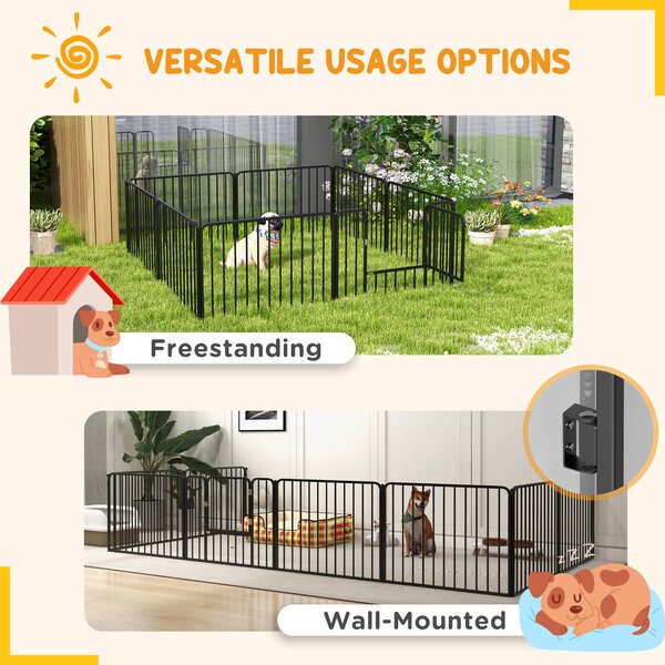 PawHut 8 Panels Heavy Duty Dog Pen, 60cm Height Pet Playpen for Indoor Outdoor, Small Dogs