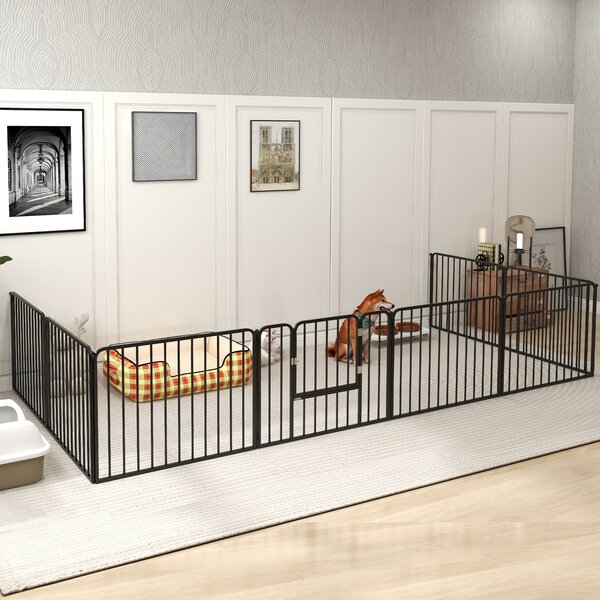 PawHut 8 Panels Heavy Duty Dog Pen, 60cm Height Pet Playpen for Indoor Outdoor, Small Dogs