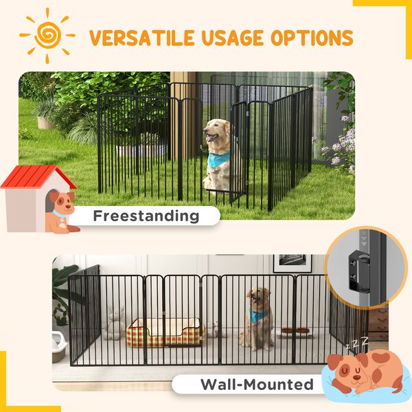 PawHut 8 Panels Heavy Duty Dog Pen, 100cm Height Pet Playpen for Indoor Outdoor, Small Medium Large Dogs Aosom UK