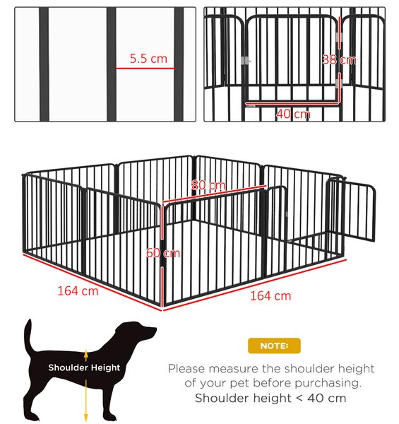 PawHut 8 Panels Heavy Duty Dog Pen, 60cm Height Pet Playpen for Indoor Outdoor, Small Dogs