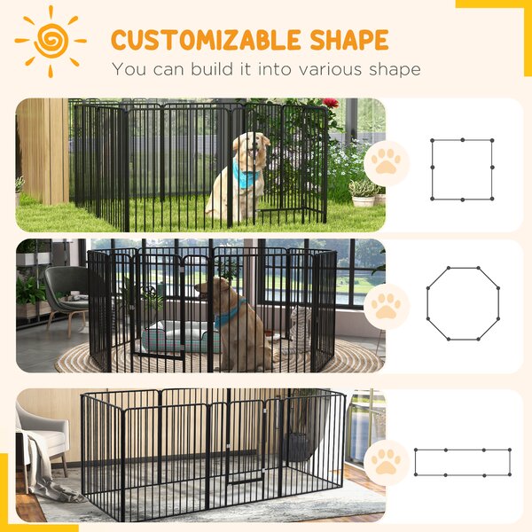 PawHut 8 Panels Heavy Duty Dog Pen, 100cm Height Pet Playpen for Indoor Outdoor, Small Medium Large Dogs Aosom UK