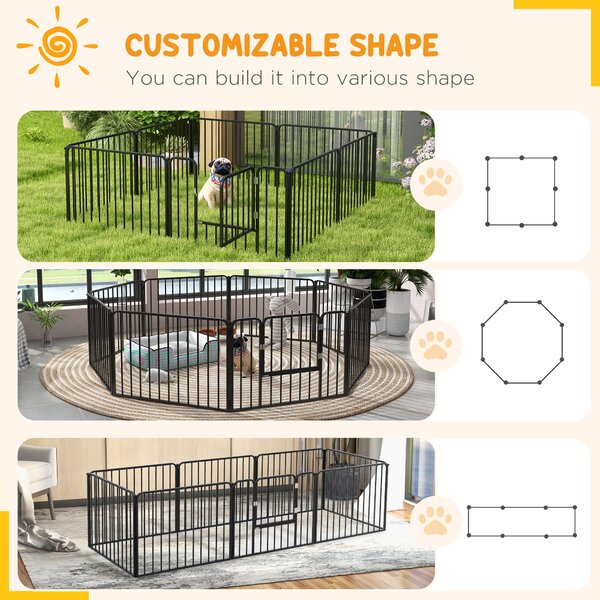 PawHut 8 Panels Heavy Duty Dog Pen, 60cm Height Pet Playpen for Indoor Outdoor, Small Dogs