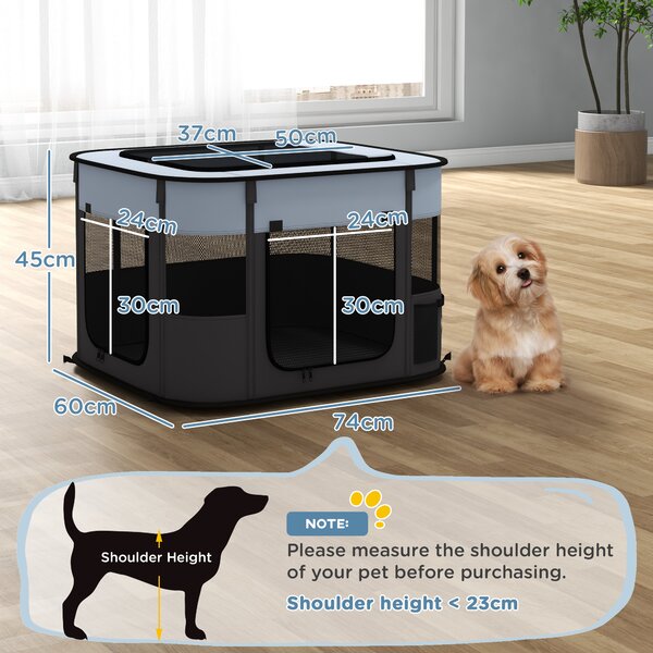 PawHut Foldable Dog Pen with Storage Bag for Indoor/Outdoor Use, Grey Aosom UK