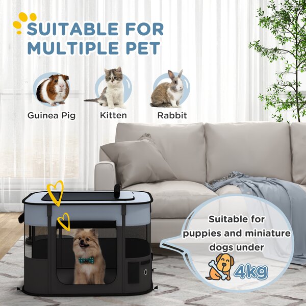 PawHut Foldable Dog Pen with Storage Bag for Indoor/Outdoor Use, Grey Aosom UK