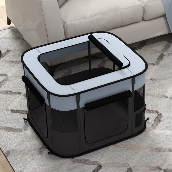 PawHut Foldable Dog Pen with Storage Bag for Indoor/Outdoor Use, Grey Aosom UK