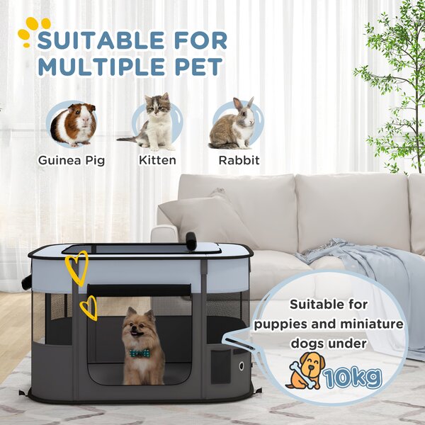 PawHut Foldable Dog Pen with Storage Bag for Indoor/Outdoor Use, Grey Aosom UK