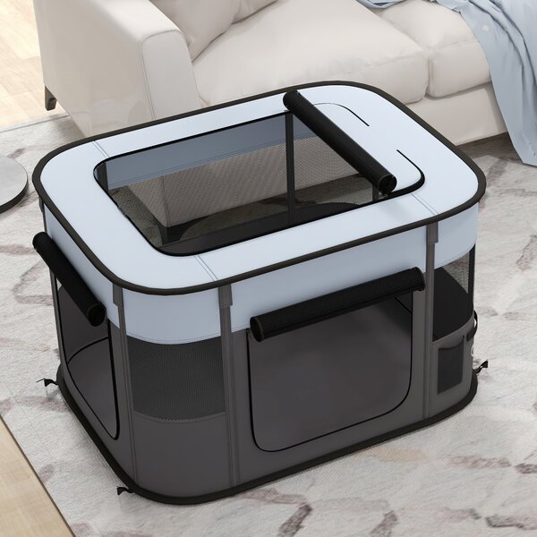 PawHut Foldable Dog Pen with Storage Bag for Indoor/Outdoor Use, Grey Aosom UK
