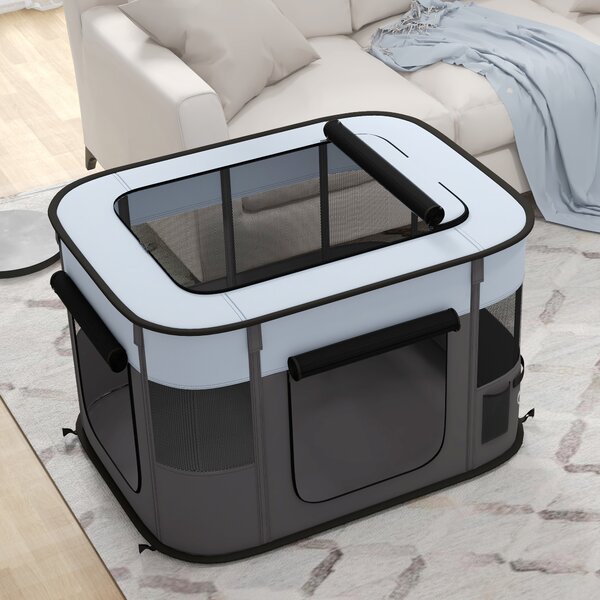 PawHut Foldable Dog Pen with Storage Bag for Indoor/Outdoor Use, Grey Aosom UK