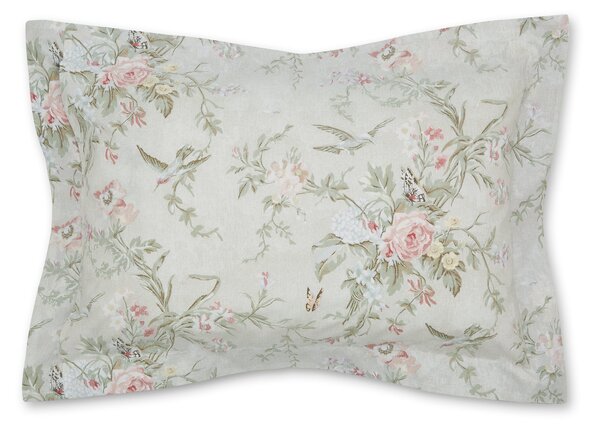 Annella Grey Floral Cotton Oxford Pillowcase