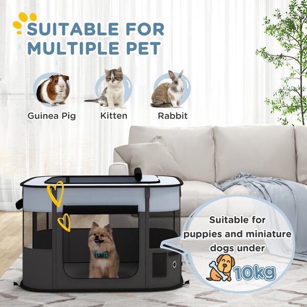 PawHut Foldable Dog Pen with Storage Bag for Indoor/Outdoor Use, Grey Aosom UK