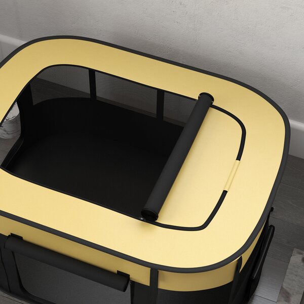 PawHut Foldable Dog Pen with Storage Bag for Indoor/Outdoor Use, Yellow Aosom UK