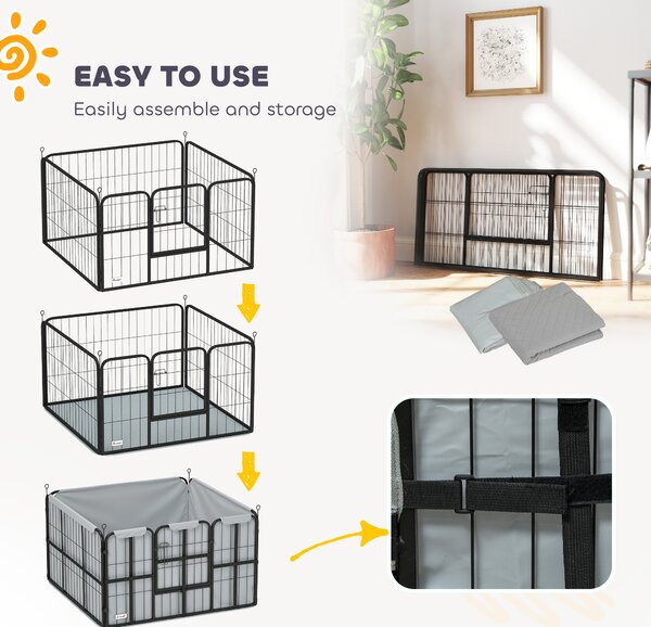 PawHut Steel Dog Whelping Box with Washable Pee Pad, Windproof Cloth, Lockable Door, for Small & Medium Dogs, 102 x 102 x 60cm