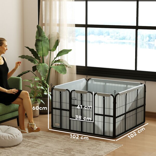 PawHut Steel Dog Whelping Box with Washable Pee Pad, Windproof Cloth, Lockable Door, for Small & Medium Dogs, 102 x 102 x 60cm