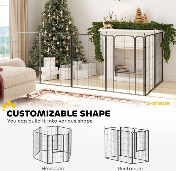 PawHut 6 Panels Heavy Duty Dog Playpen with Secure Door, for Indoor Outdoor, for Garden, Camping, 100cm High