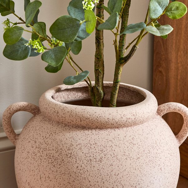 Wide Stone Vase with Handles