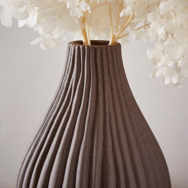 Ribbed Stone Bottle Vase