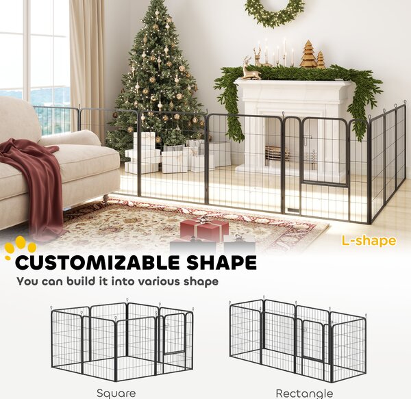 PawHut 8 Panels Heavy Duty Dog Playpen with Door Indoor Outdoor, for Large Dogs, 100cm High