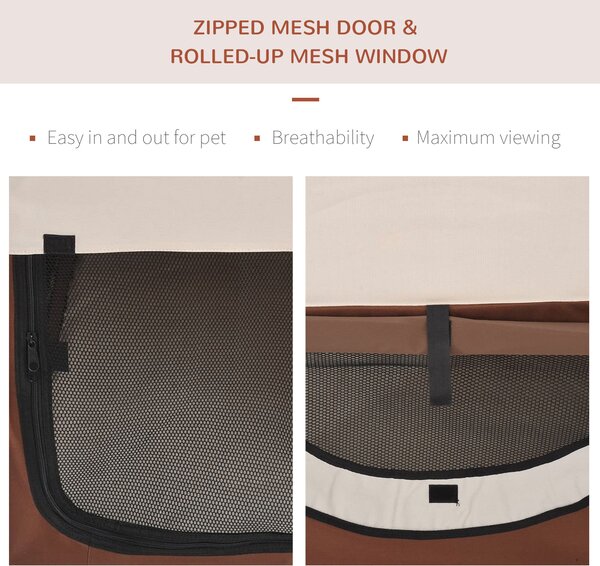 Pawhut Soft Pet Carrier, Foldable Cat and Dog Travel Bag, Breathable Fabric Crate, 46 x 36 x 41 cm, Brown. Aosom UK
