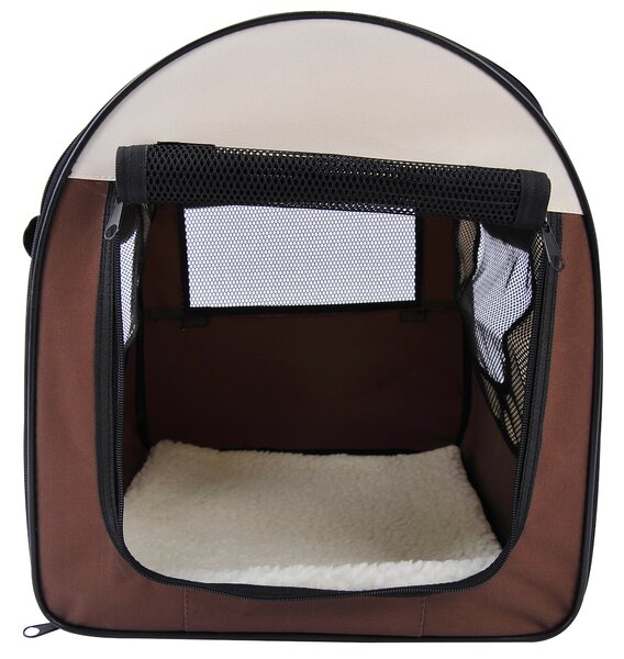 Pawhut Soft Pet Carrier, Foldable Cat and Dog Travel Bag, Breathable Fabric Crate, 46 x 36 x 41 cm, Brown. Aosom UK