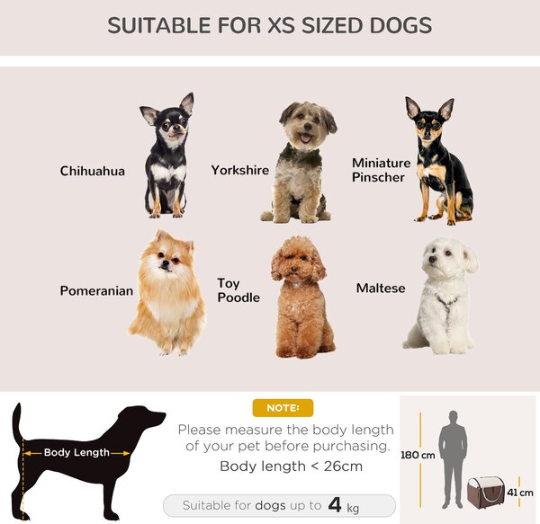 Pawhut Soft Pet Carrier, Foldable Cat and Dog Travel Bag, Breathable Fabric Crate, 46 x 36 x 41 cm, Brown. Aosom UK