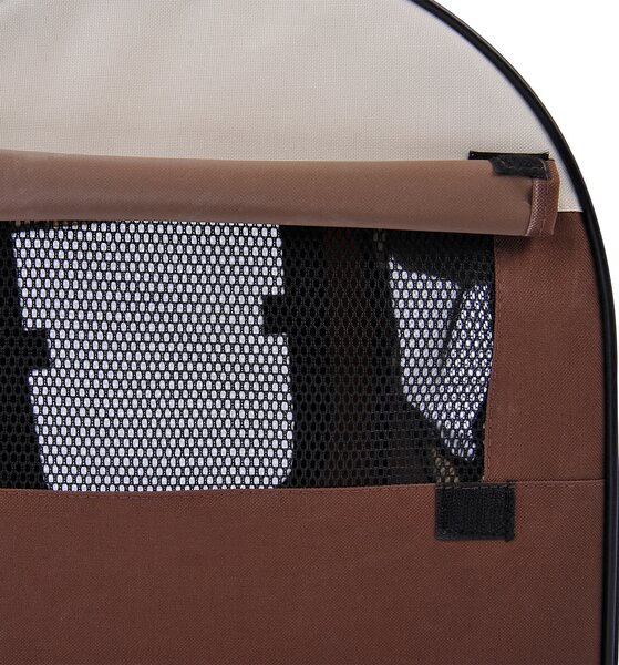 Pawhut Soft Pet Carrier, Foldable Cat and Dog Travel Bag, Breathable Fabric Crate, 46 x 36 x 41 cm, Brown. Aosom UK