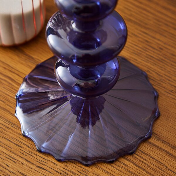 Fluted Glass Candlestick Holder