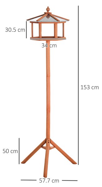 PawHut Portable Wooden Bird Feeder Station with Stand for Outdoor Use, Ideal for Garden, Patio, or Balcony Aosom UK