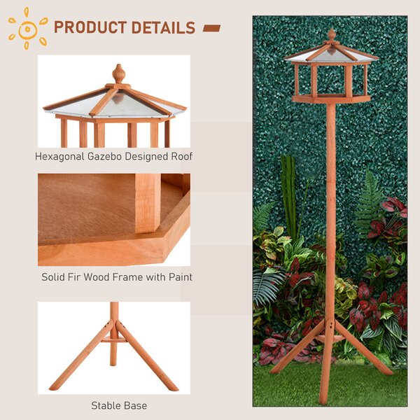 PawHut Portable Wooden Bird Feeder Station with Stand for Outdoor Use, Ideal for Garden, Patio, or Balcony Aosom UK